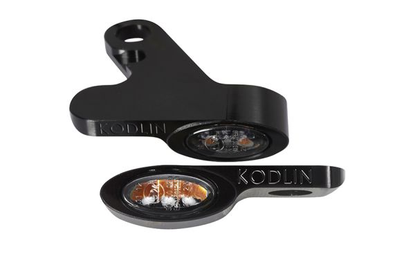Kodlin Elypse LED Mini Blinker vorne, Softails M8 ab 2018, schwarz, Set mit Tagfahrlicht